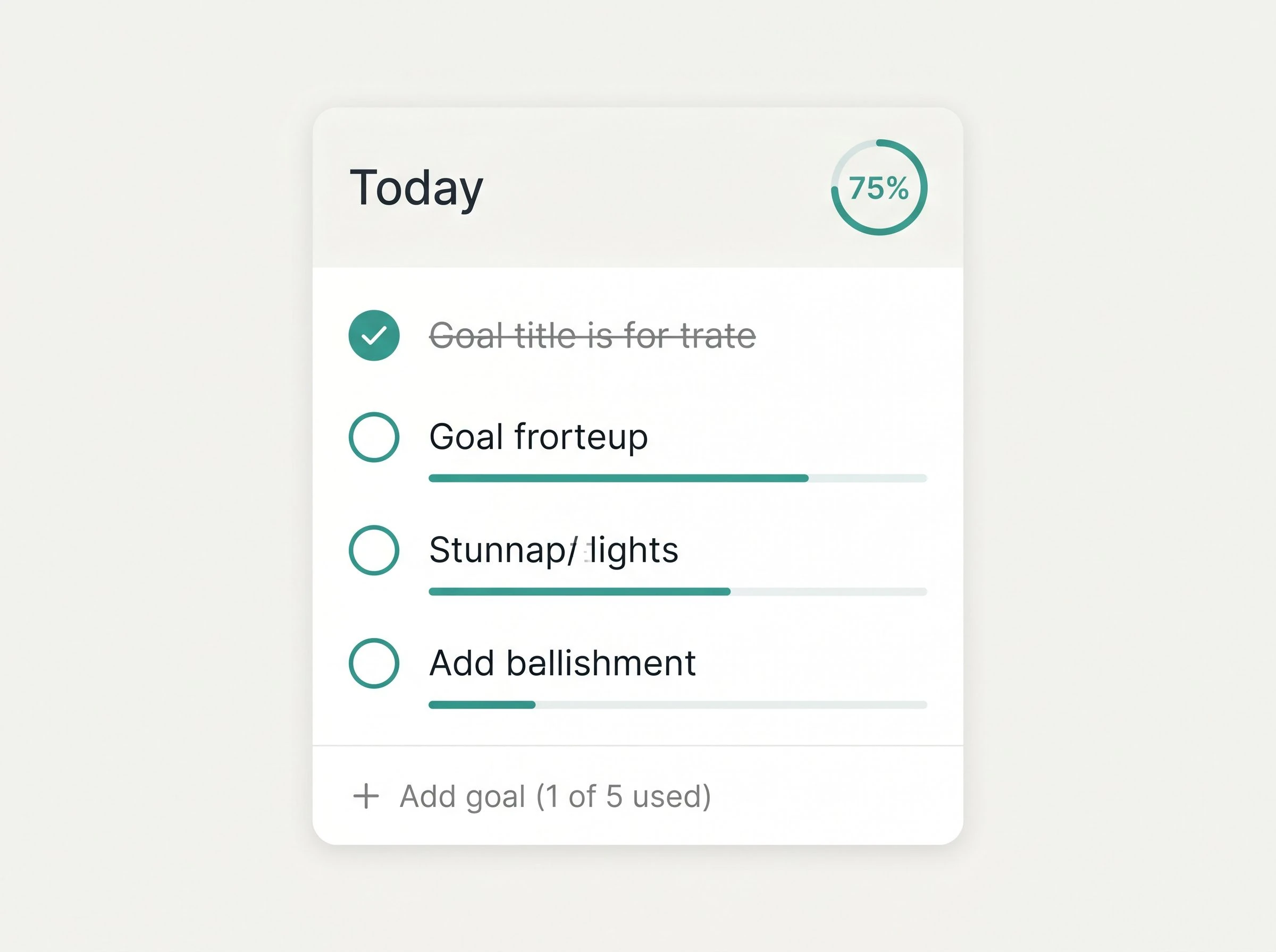 Daily goal tracker UI screenshot