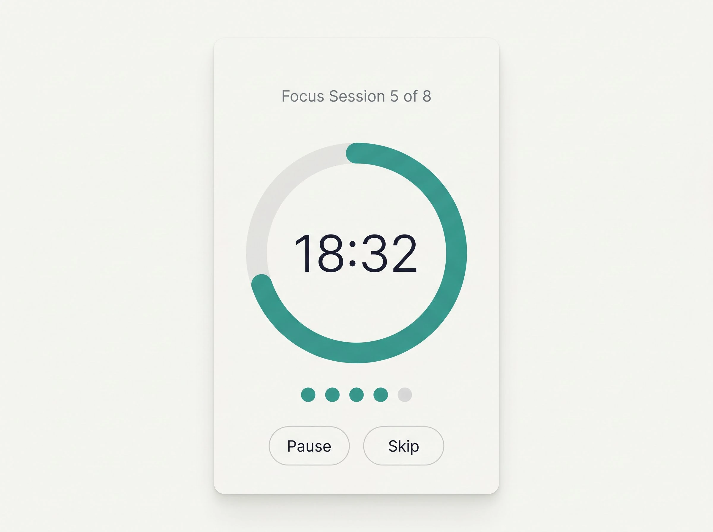 Pomodoro timer UI screenshot
